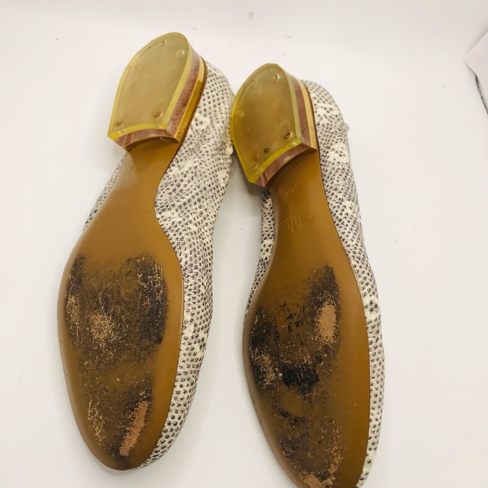 Chloe Beige Snake-Print Ballet Flats - Picture 8 of 9